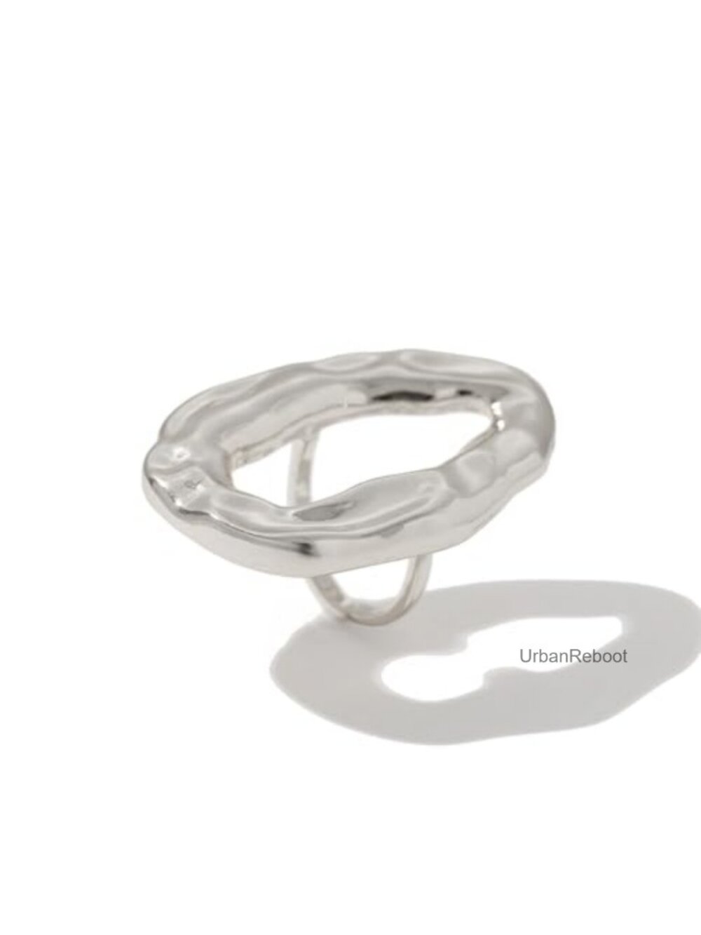Chunky Gold Waterdrop Rings, Hammered Hollow Teardrop Statement Rings,